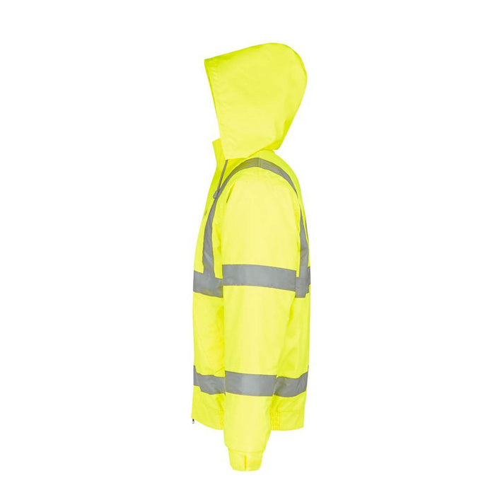 Site Hi Vis Pilot Jacket Mens Yellow Waterproof Workwear Hood Large 52" Chest - Image 5