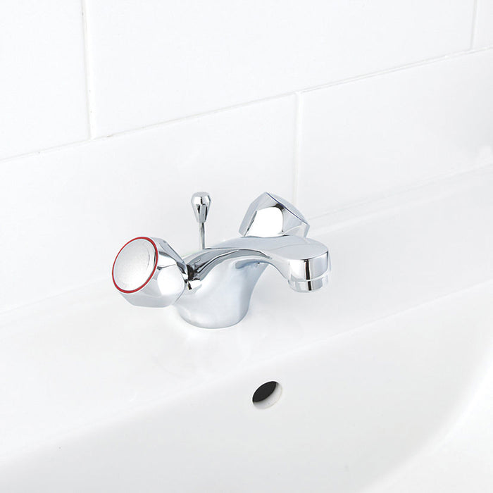 Swirl Bathroom Tap Basin Mono Mixer Contract Round Head Full Turn With Waste - Image 2