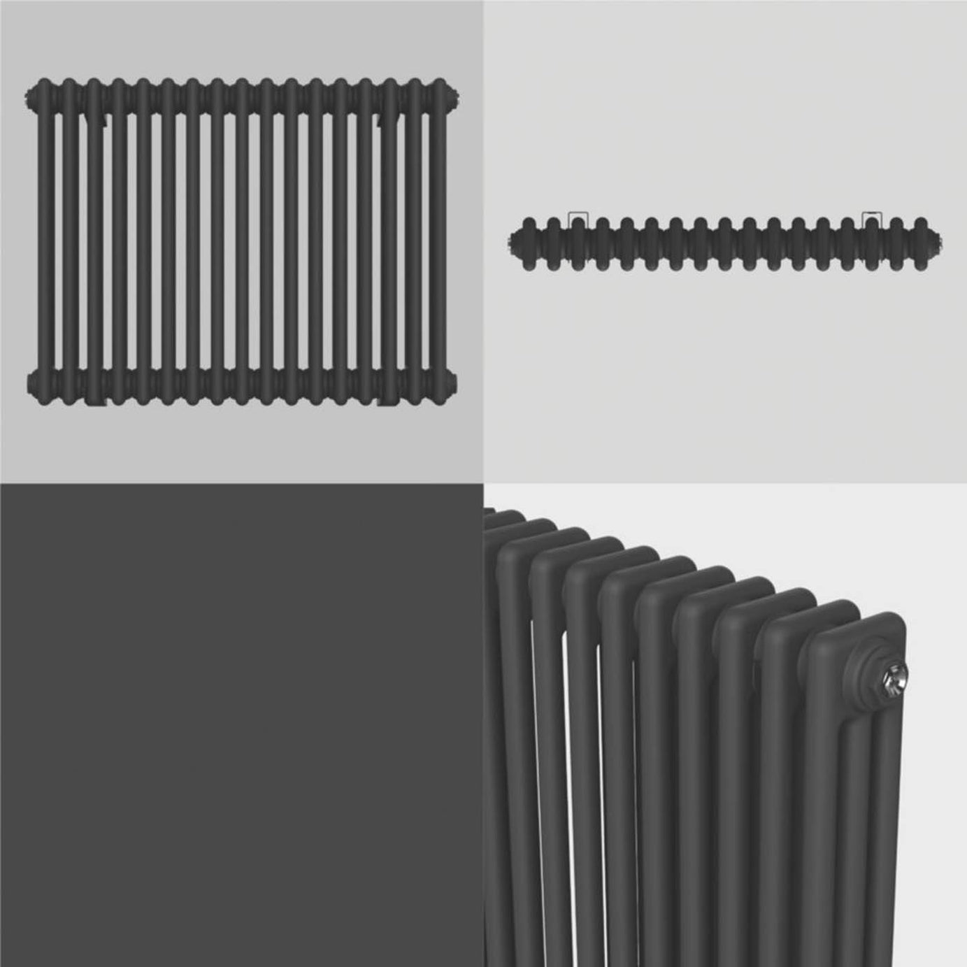 Flomasta 3 Column Radiator Black Horizontal Steel Traditional (H)60x(W)78.5cm - Image 5