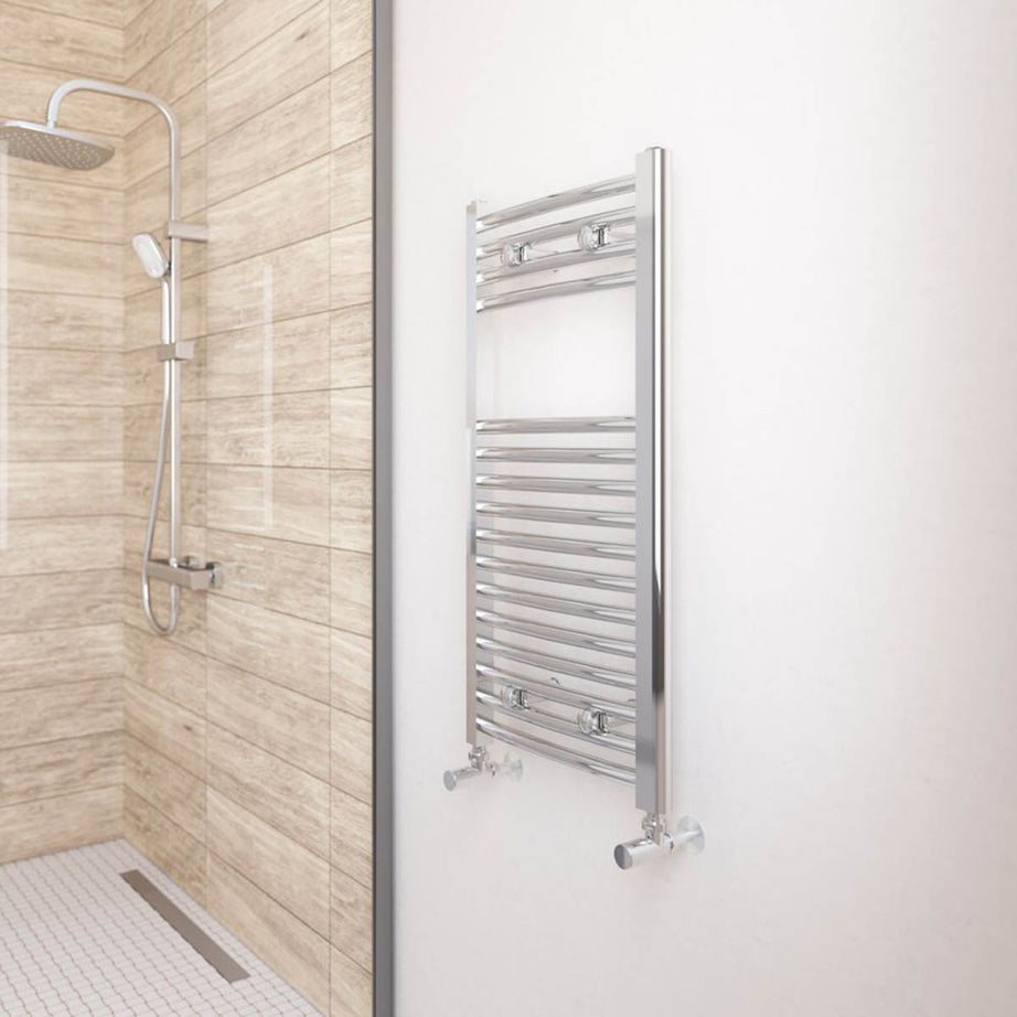 Towel Rail Radiator Curved Gloss Chrome Bathroom Warmer Ladder H80xW40cm - Image 3