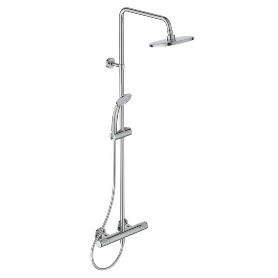 Thermostatic Mixer Shower Chrome Exposed 2 Spray Patterns Twin Round Head - Image 1