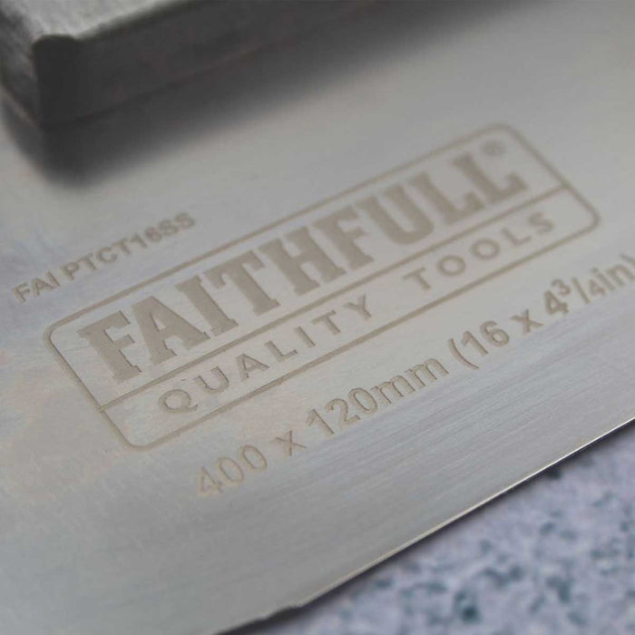 Faithfull Trowel Cement Flooring 16" Forged Stainless Steel Blade Rounded - Image 3