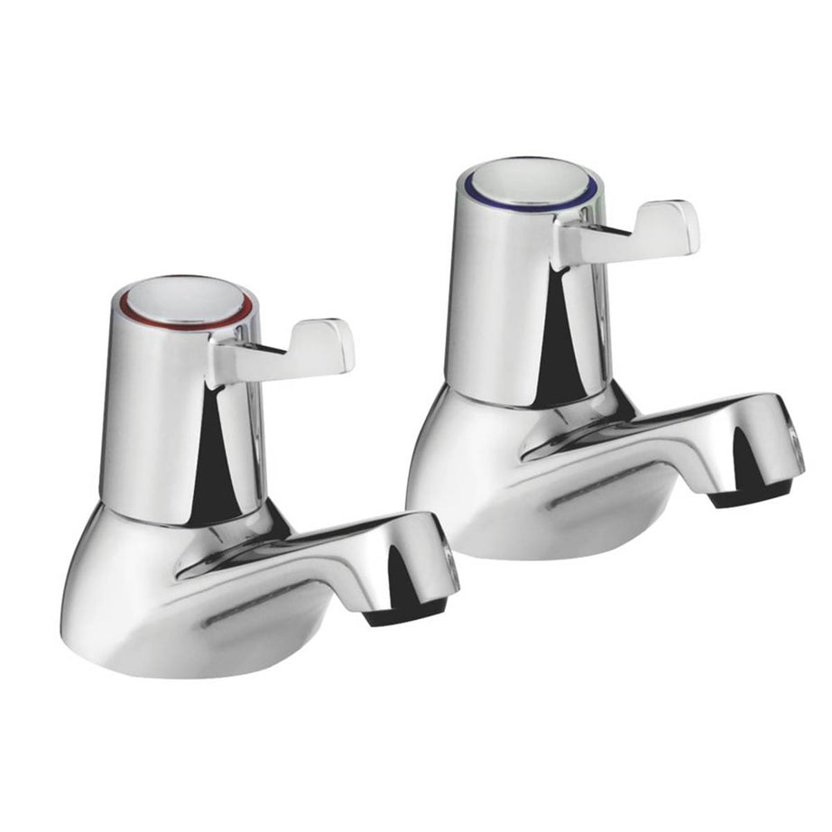 Bristan Bath Filler Pillar Tap Chrome Lever 1/4 Turn Bathroom Cold Hot Pair - Image 1