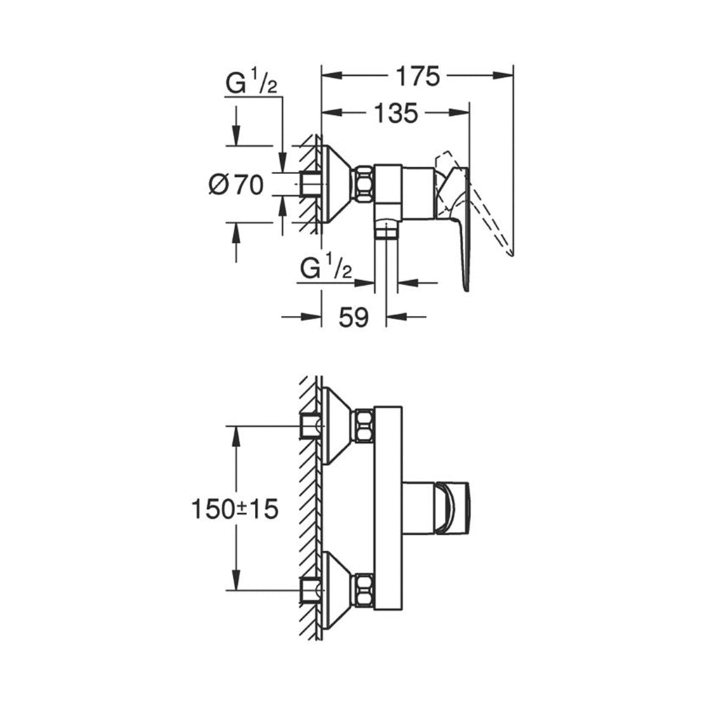 Mixer Shower Valve Tap Chrome Exposed Brass Thermostatic 8.1 Ltr/min 1 bar - Image 3