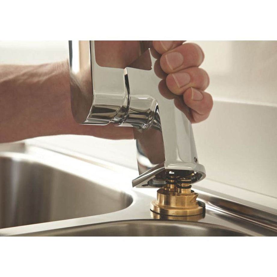 Bristan Kitchen Tap Mono Mixer Double Lever Chrome Swan Neck Spout Faucet - Image 2