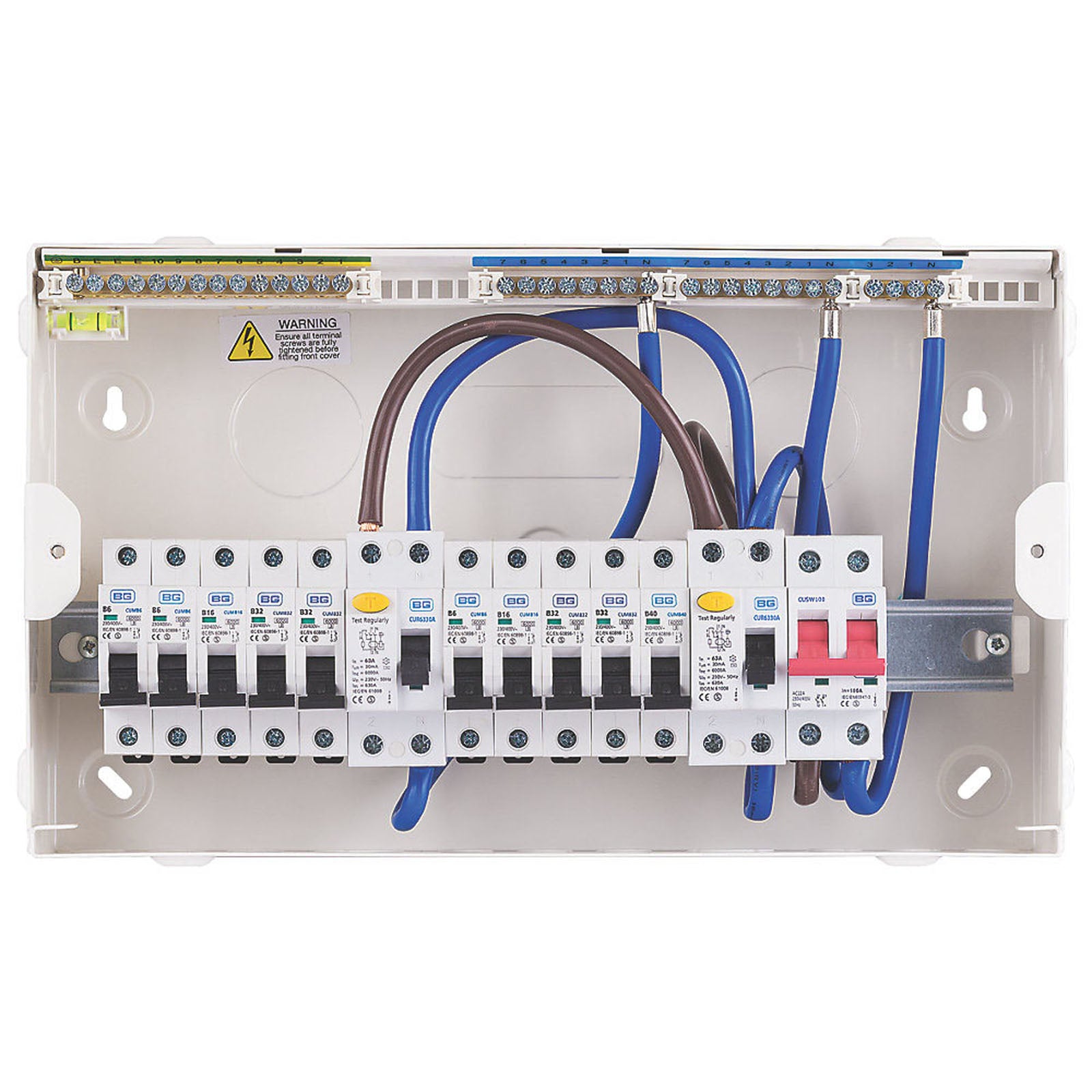 BG Consumer Unit 10 Way 16 Module Steel Electrical Box RCD DIN Rail IP2XC 230V - Image 6