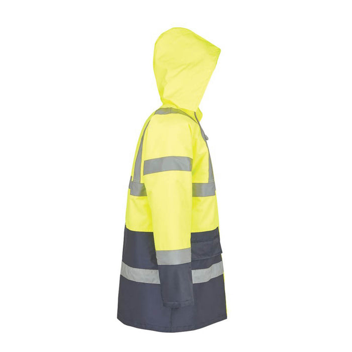 Site Hi-Vis Traffic Jacket Yellow Waterproof Zip Pockets Hood Medium 51" Chest - Image 4