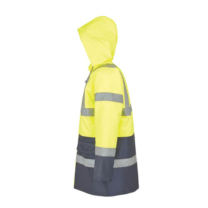 Site Hi-Vis Traffic Jacket Yellow Waterproof Zip Pockets Hood Medium 51" Chest - Image 5