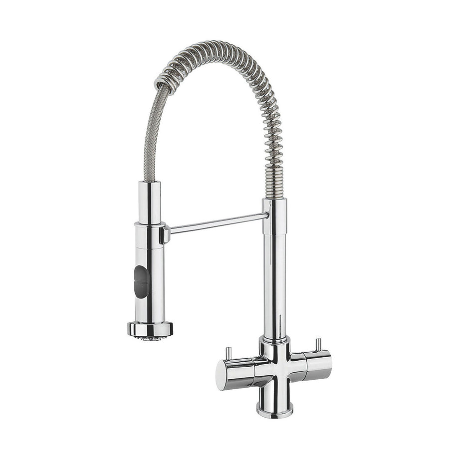 Franke Pull Out Mono Mixer Kitchen Tap Varzo Double Lever Spring Chrome - Image 2