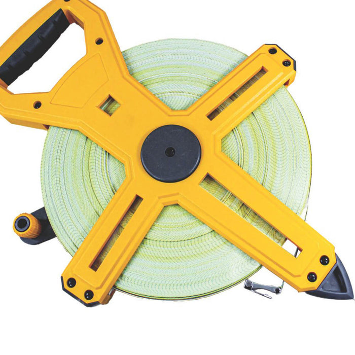 Komelon 100m Tape Measure Metric Imperial Scales Heavy Duty Fibreglass Yellow - Image 3