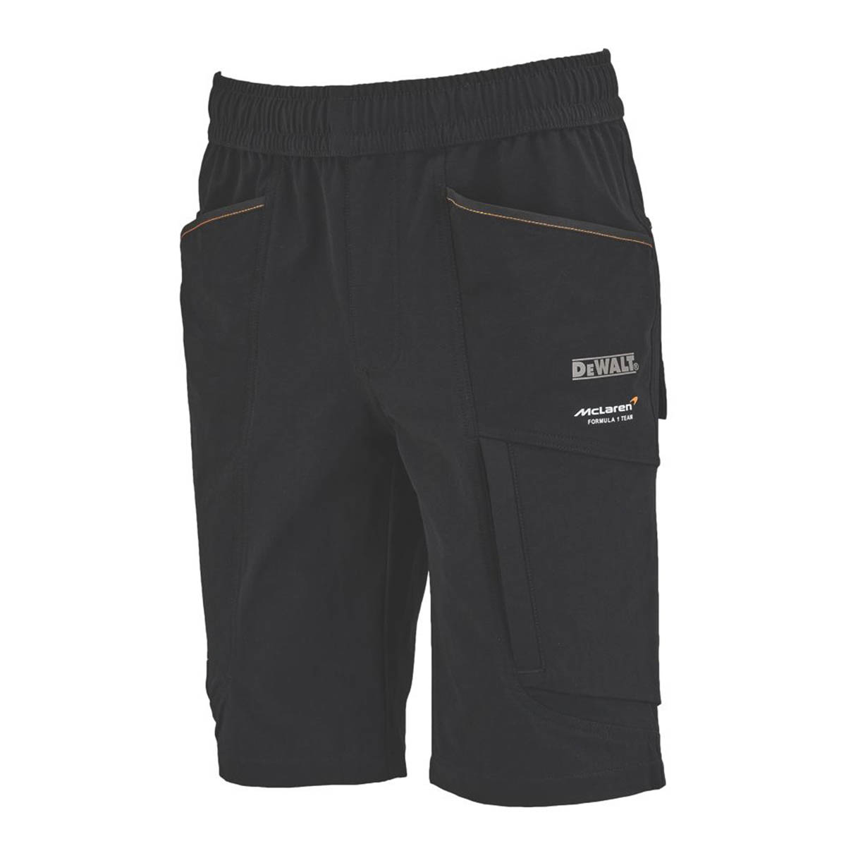 DeWalt Mens Work Shorts Jogger Stretch McLaren F1 Team Temple XXL Black 38-47" W - Image 1
