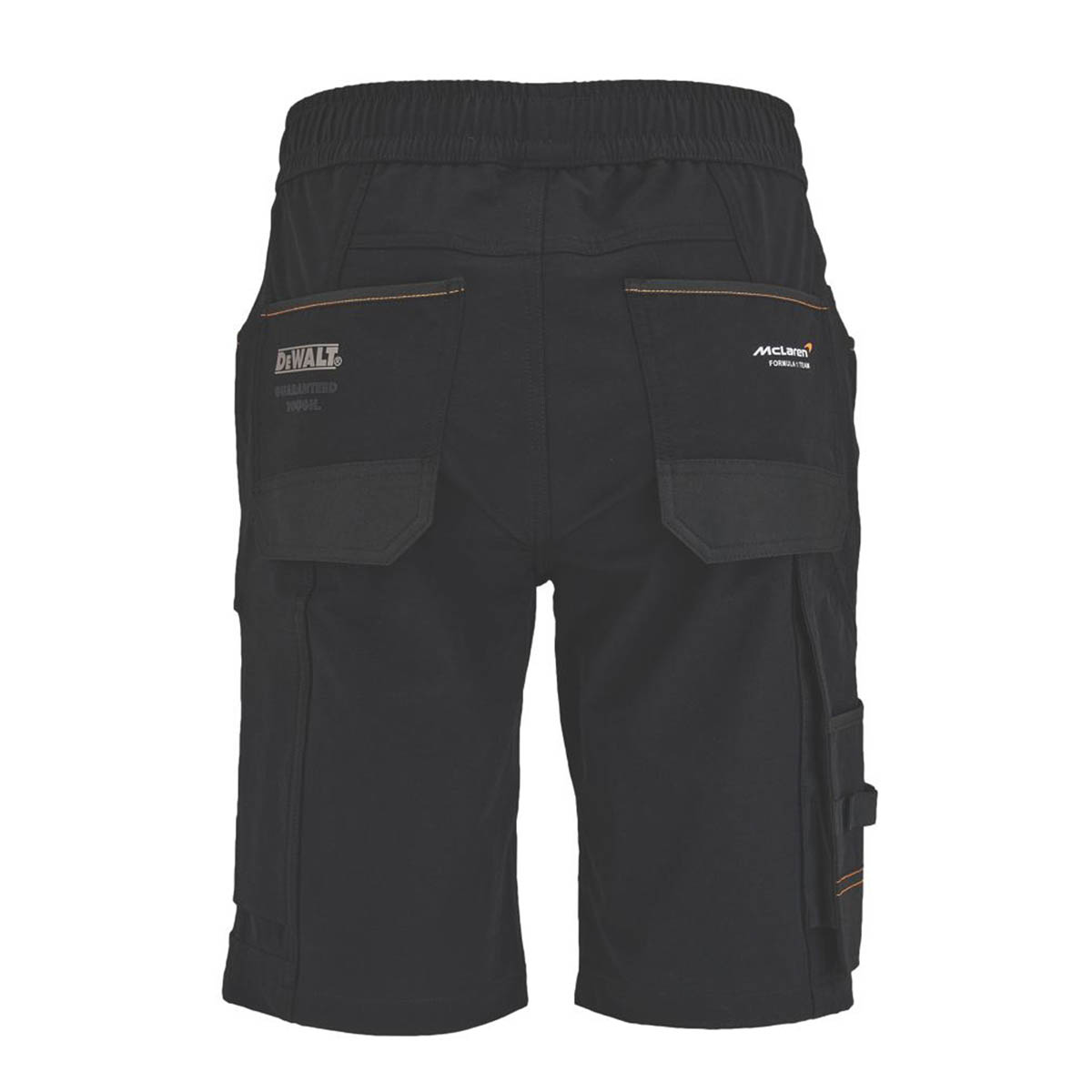 DeWalt Mens Work Shorts Jogger Stretch McLaren F1 Team Temple XXL Black 38-47" W - Image 3