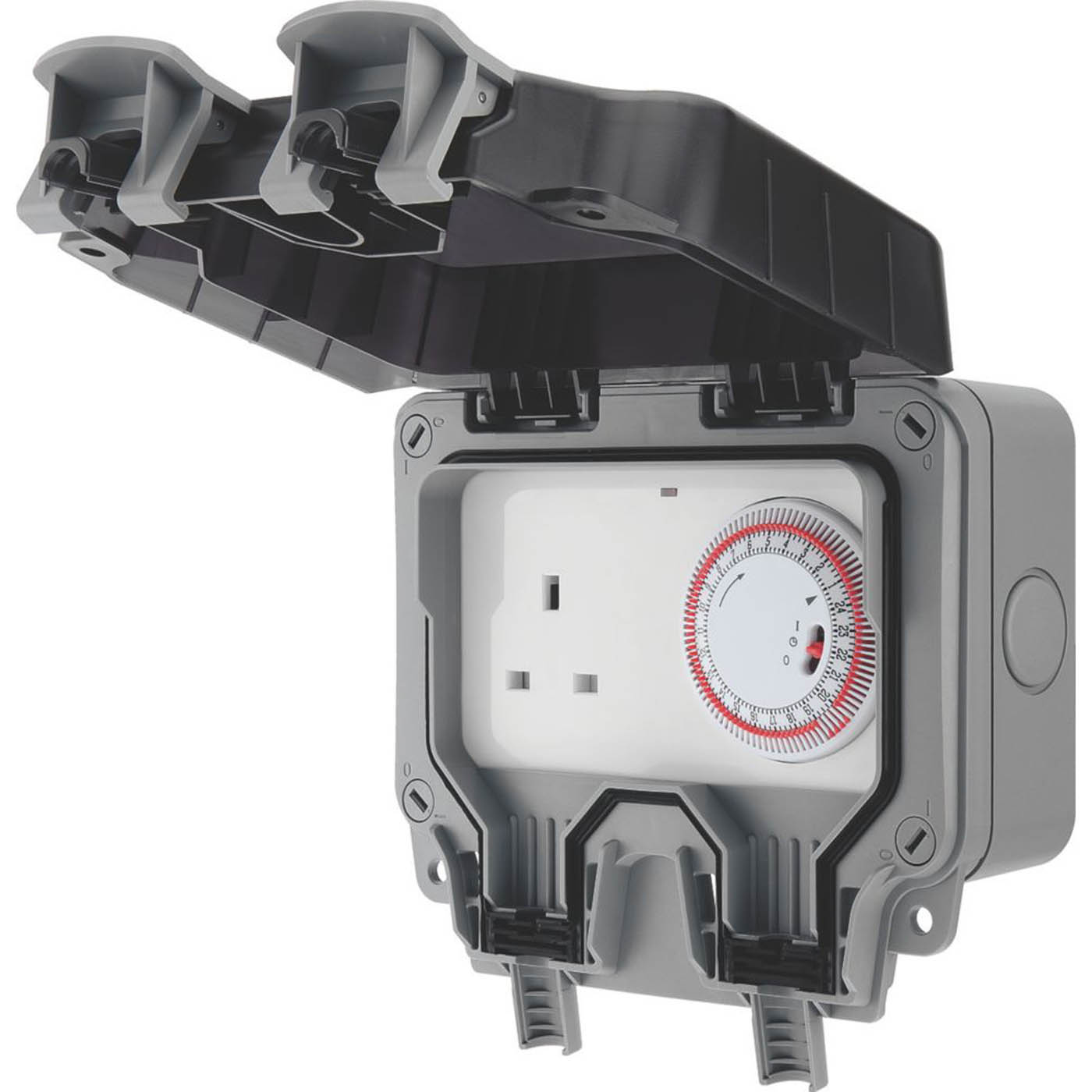 British General Socket Time Controlled 13A Weatherproof Unswitched 1 Gang IP66 - Image 4