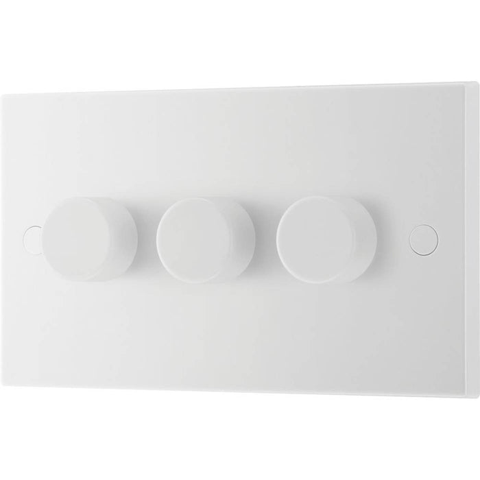 British General Dimmer Switch LED Lights White 3 Gang 2 Way Push On/Off Knob - Image 1