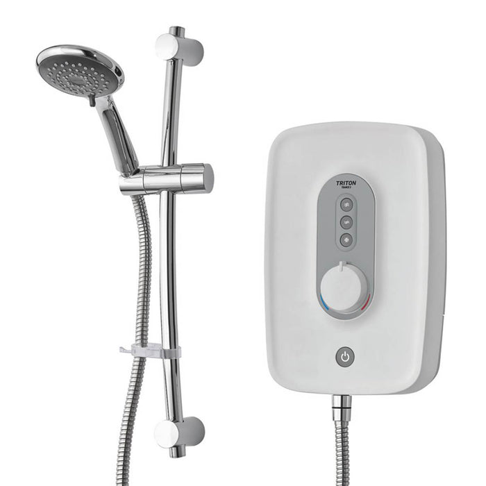 Triton Electric Shower Chrome 5-Spray Pattern Round Riser Rail Bathroom 8.5kW - Image 1