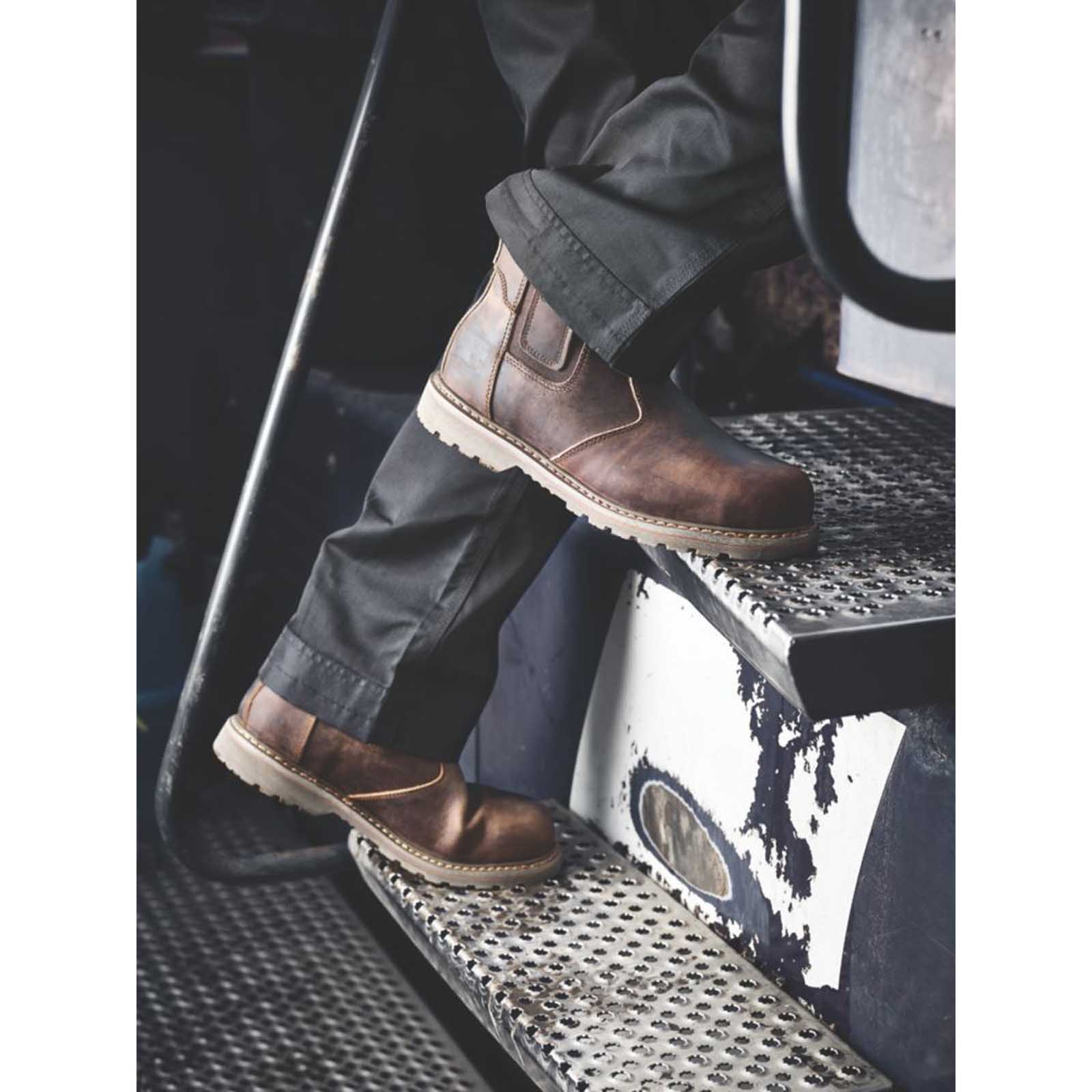 Site Safety Dealer Boots Mens Wide Fit Brown Leather Shoes Steel Toe Size 14 - Image 3