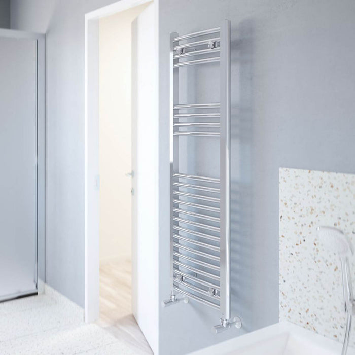 Towel Radiator Rail Curved Chrome Bathroom Ladder Warmer 310W (H)1200x(W)400mm - Image 4