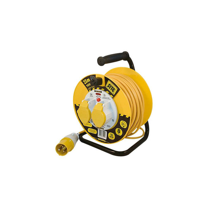 Socket Extension Cable Reel Electrical Lead 2 Way Gang Heavy Duty 25M 110V IP44 - Image 1