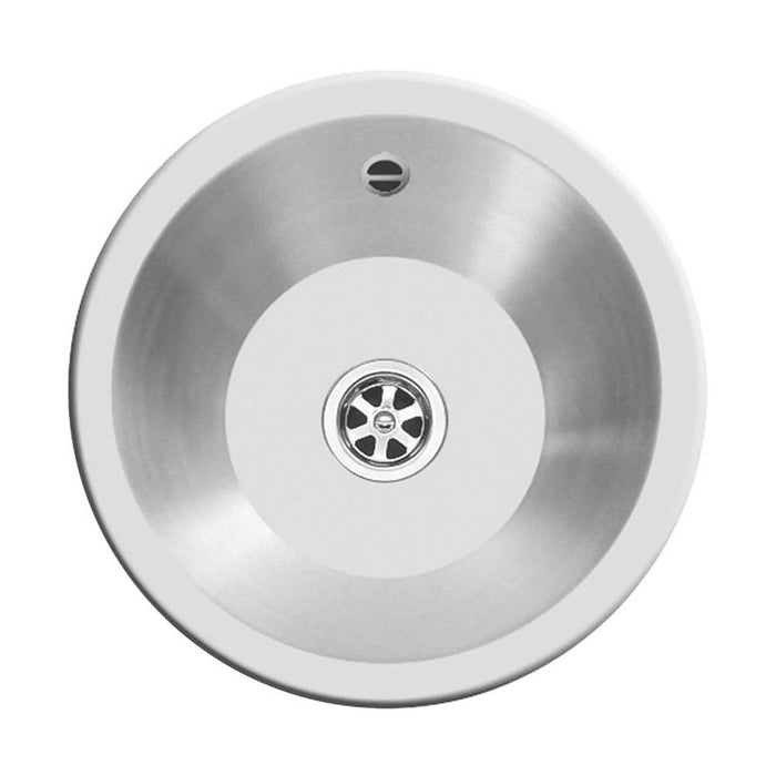 Swirl Kitchen Sink Mini 1 Bowl Round Stainless Steel Inset Waste Compact - Image 1