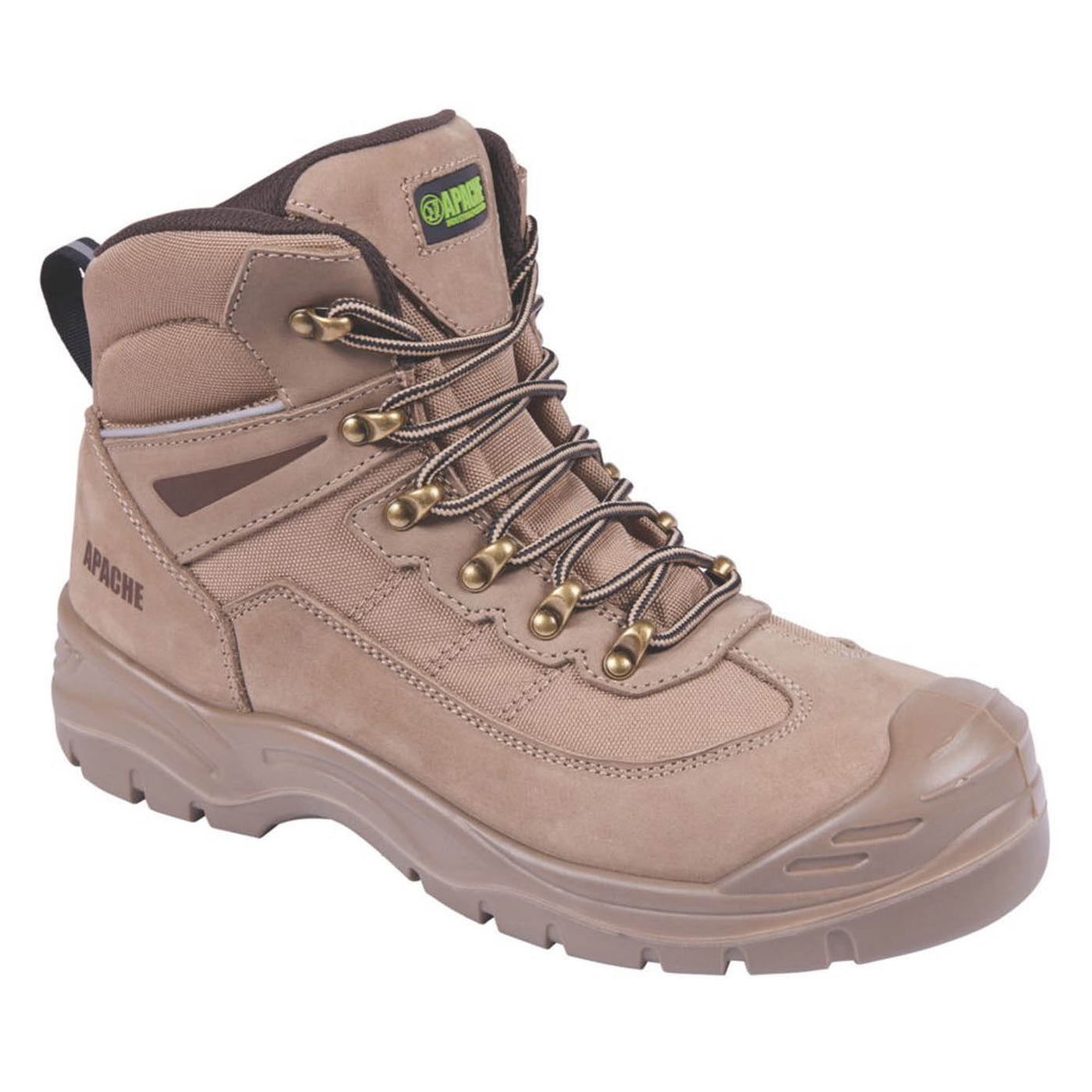 Apache Safety Boots Mens Standard Fit Brown Leather Work Shoes Steel Toe Size 12 - Image 1