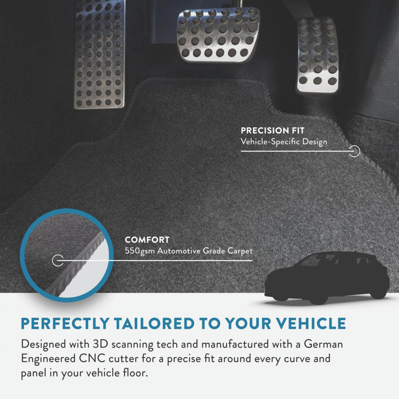 Car Mat Co. Floor Mats Set Kia Sportage 2022 on Carpet Rubber 4 Piece Black - Image 2