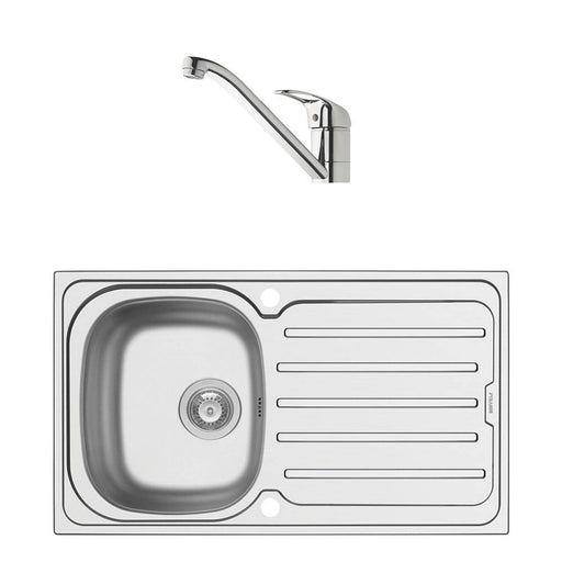 Swirl Kitchen Sink And Tap Pack Single Lever 1 Tap Hole Waste Rectangular 1 Bowl - Image 1