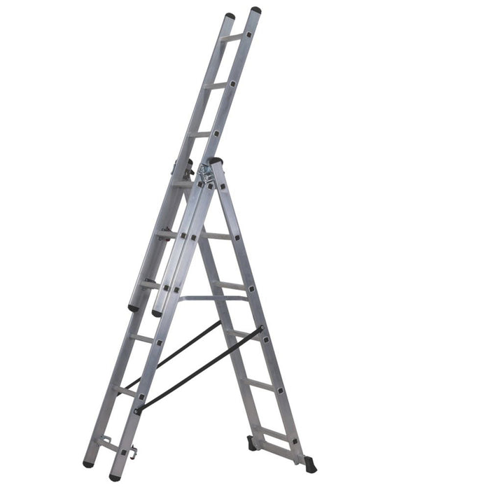 Combination Ladder 3 Section 4 Way Aluminium Extension Stepladder Non-Slip - Image 1