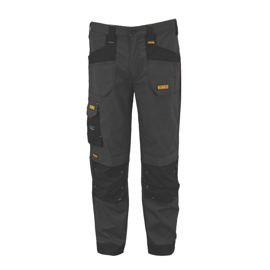 DeWalt Work Trousers Mens Slim Fit Black Grey Breathable Multi Pockets 30"W 31"L - Image 1