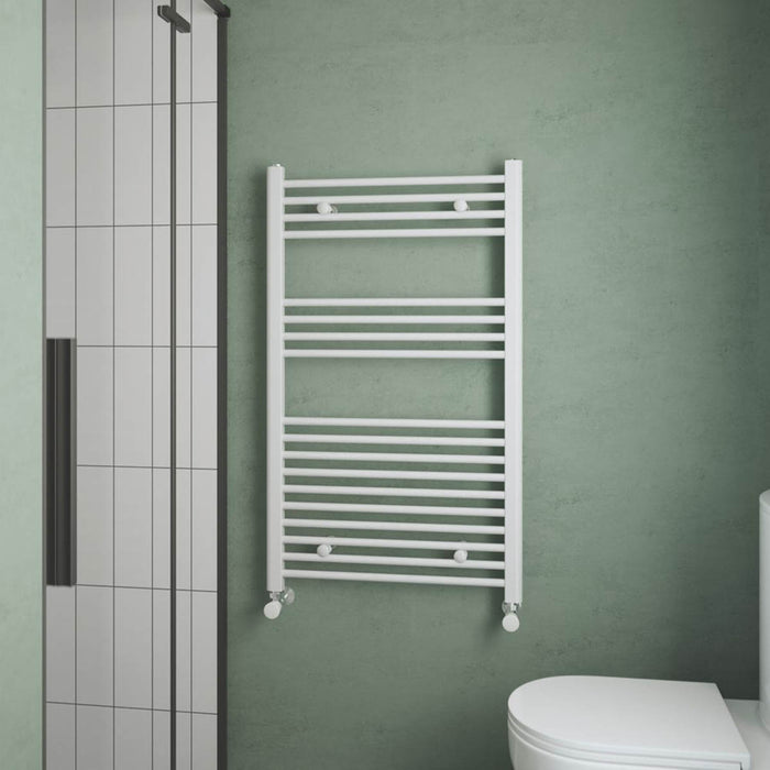 Bathroom Towel Radiator Warmer Heater Flat 100 x 60cmm Gloss White 1760BTU - Image 4