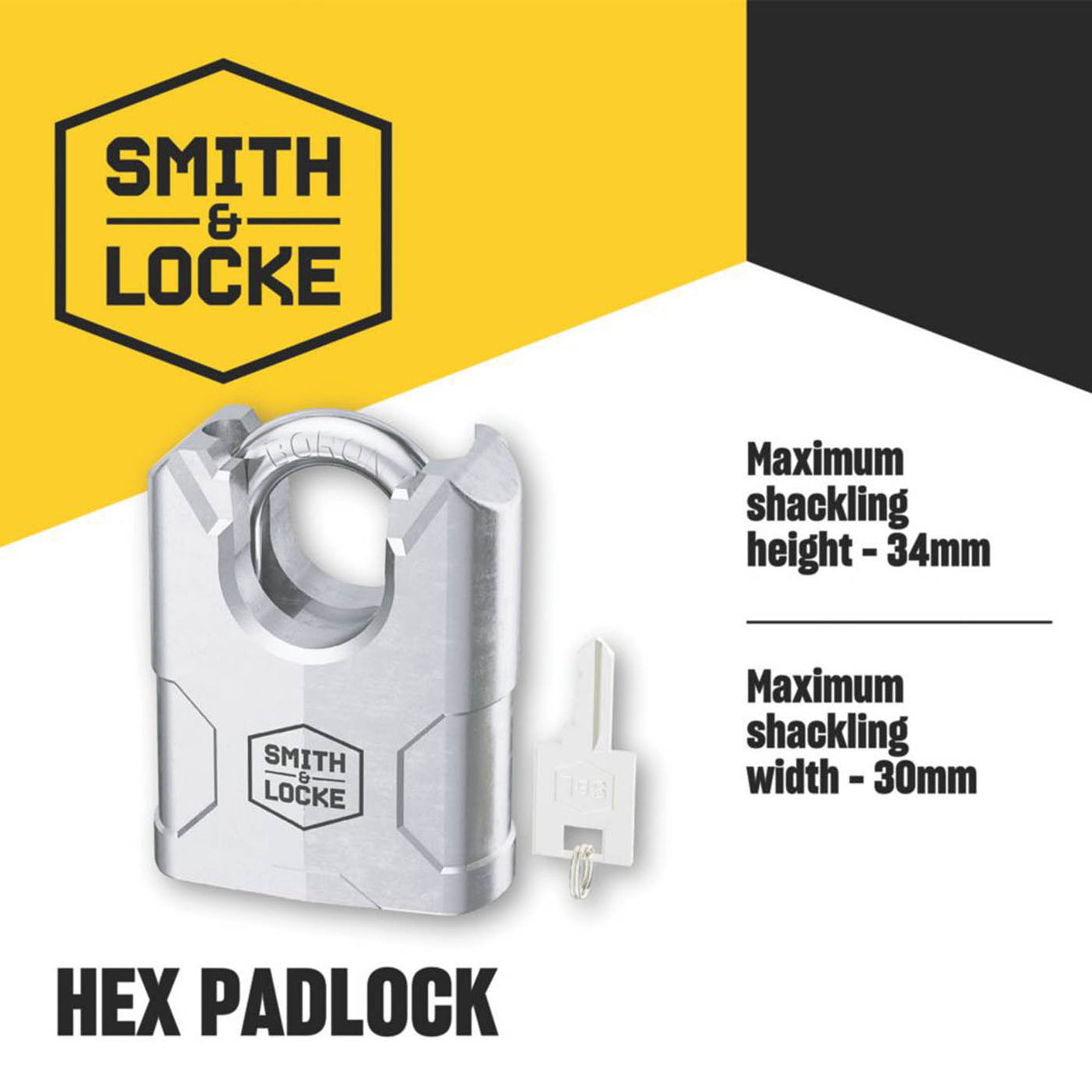 Smith and Locke Closed Shackle Padlock Steel Water Resistant Indoor Outdoor 70mm - Image 5