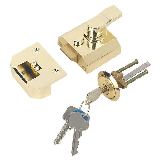 Night Latch Door Lock 40mm Electro Brass Traditional Fire Rated 3 Keys Indoor - Image 1