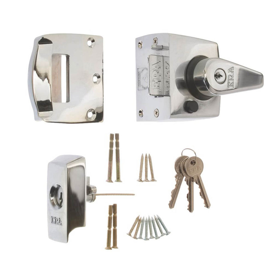 ERA 1830-37-1 Double Locking Night Latch Polished Chrome 40mm Backset - Image 1