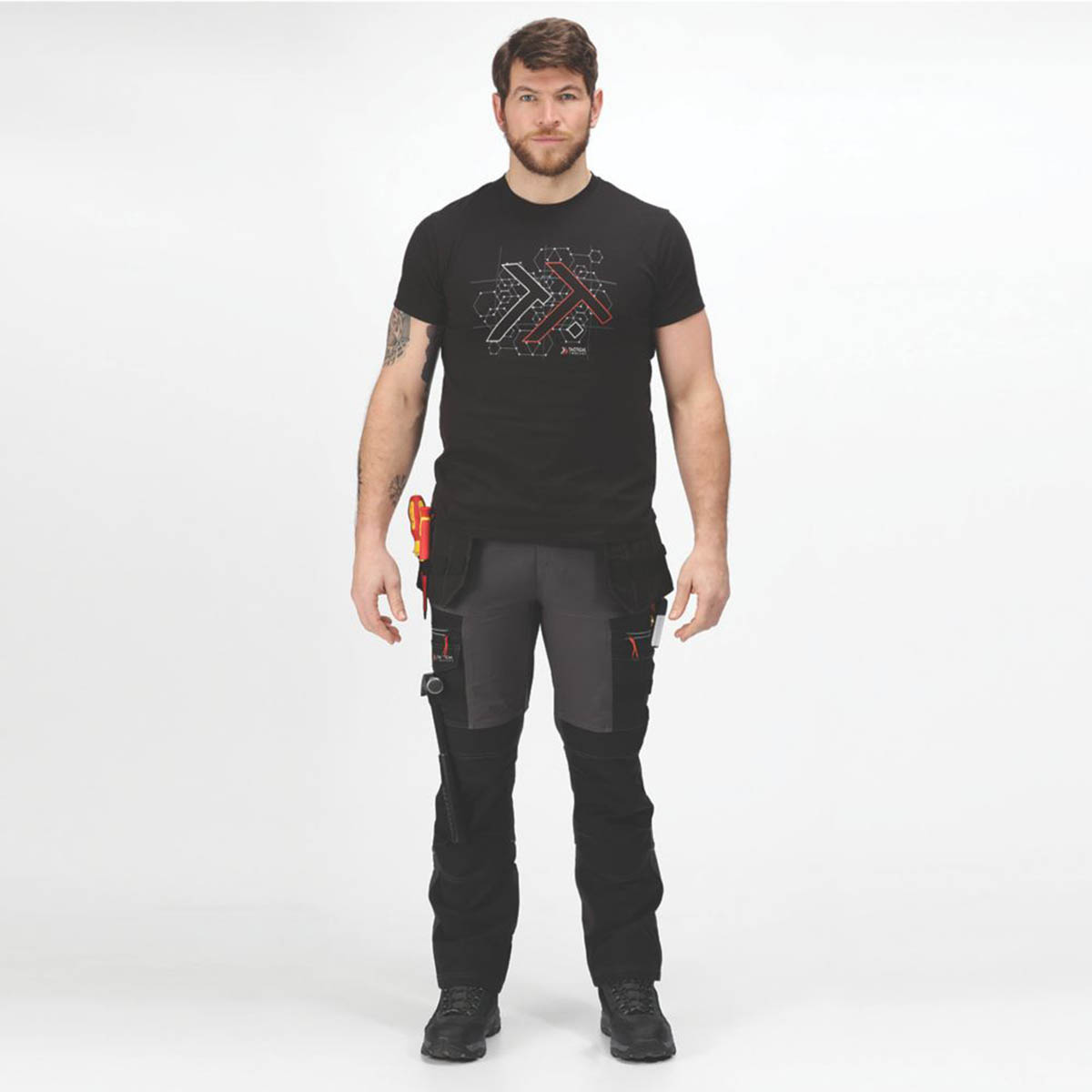 Regatta Work Trousers Mans Classic Fit Grey Black Stretch Multi Pocket 33W 29L - Image 5