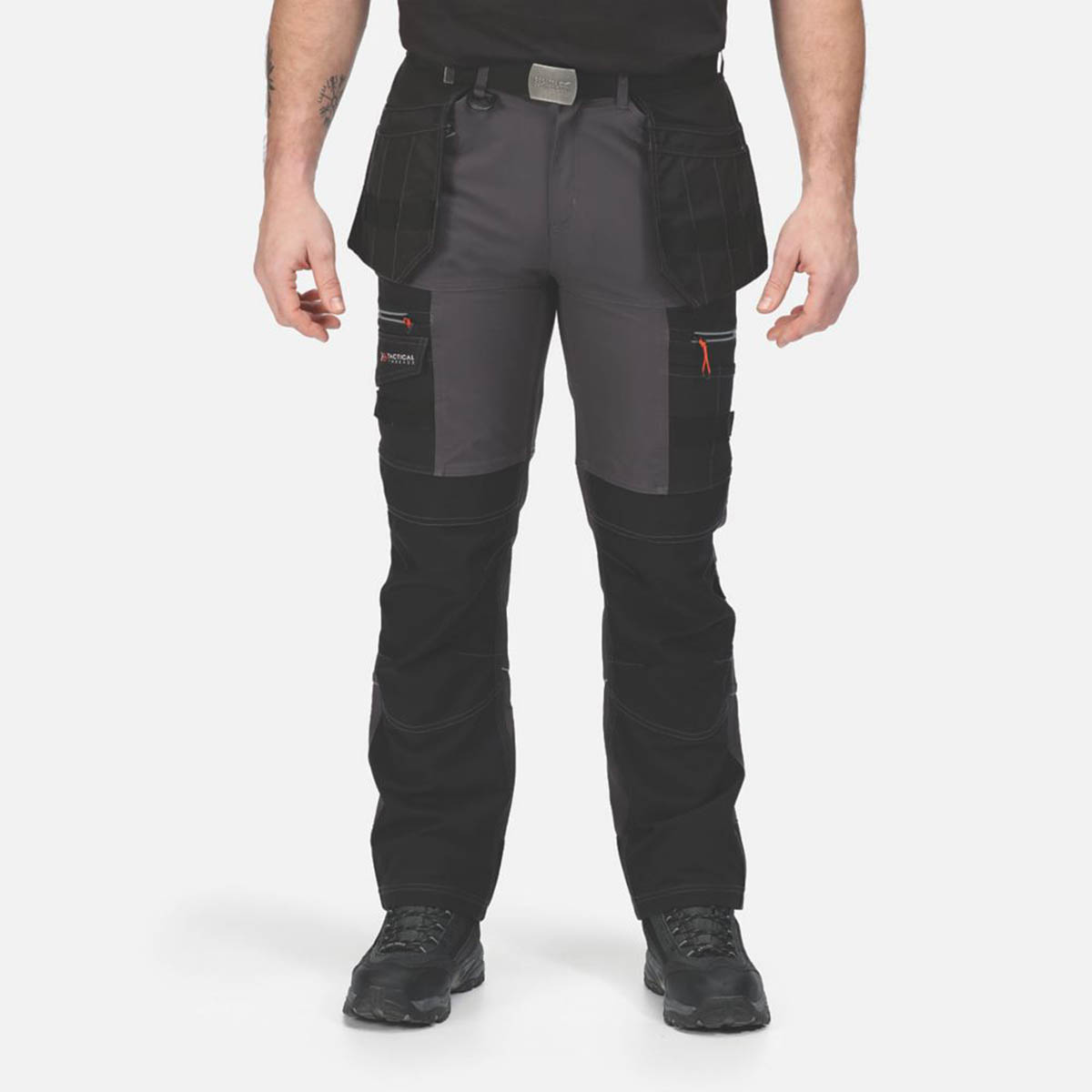 Regatta Work Trousers Mans Classic Fit Grey Black Stretch Multi Pocket 33W 29L - Image 6
