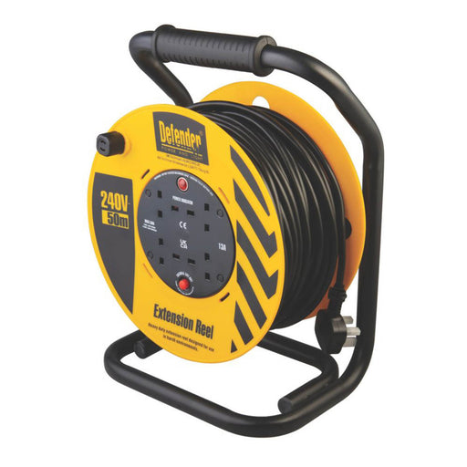 Defender E86515 13A 4-Gang 50m  Cable Reel 240V - Image 1