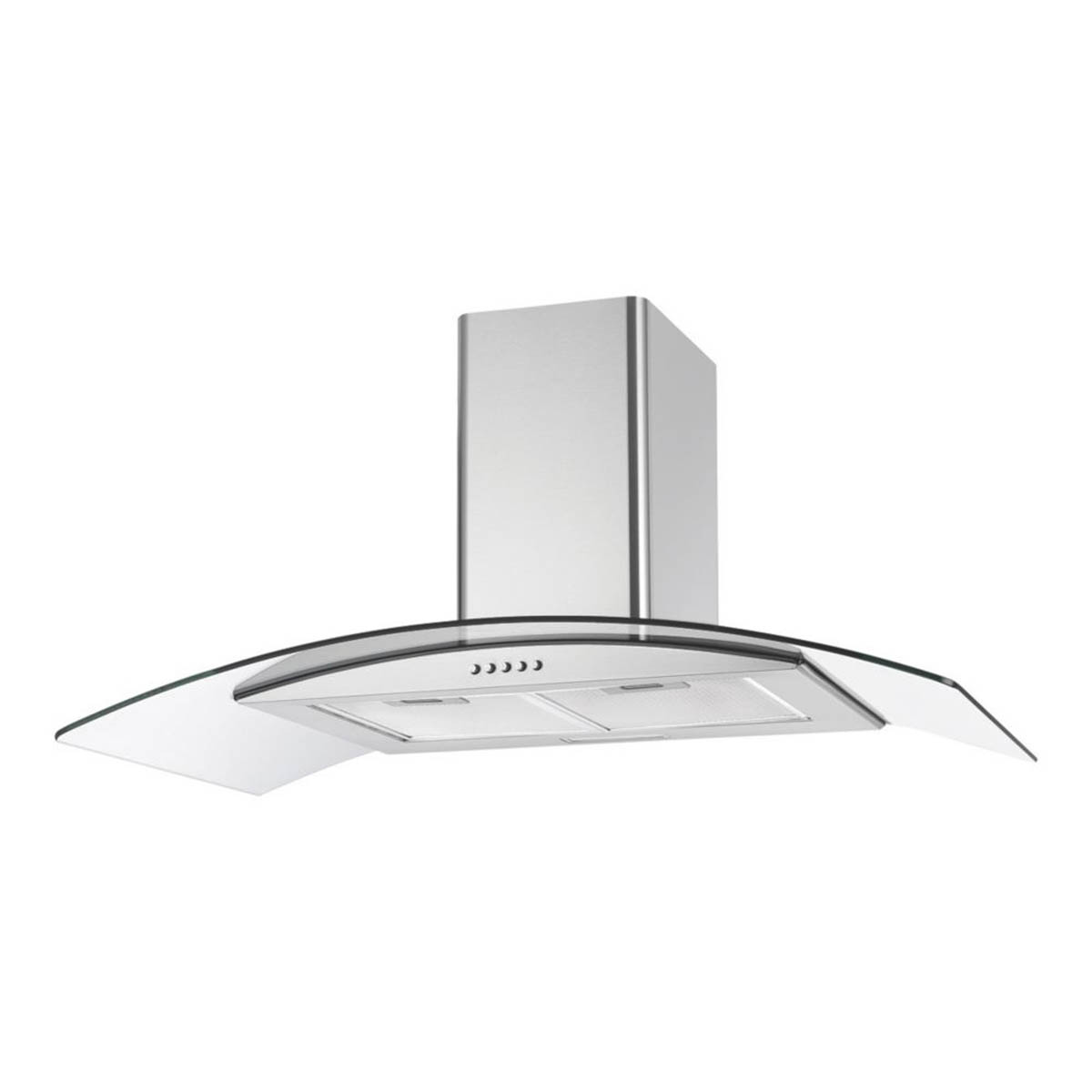 Cooker Hood Kitchen Extractor Fan Curved Glass Stainless Steel Push Button 900mm - Image 1