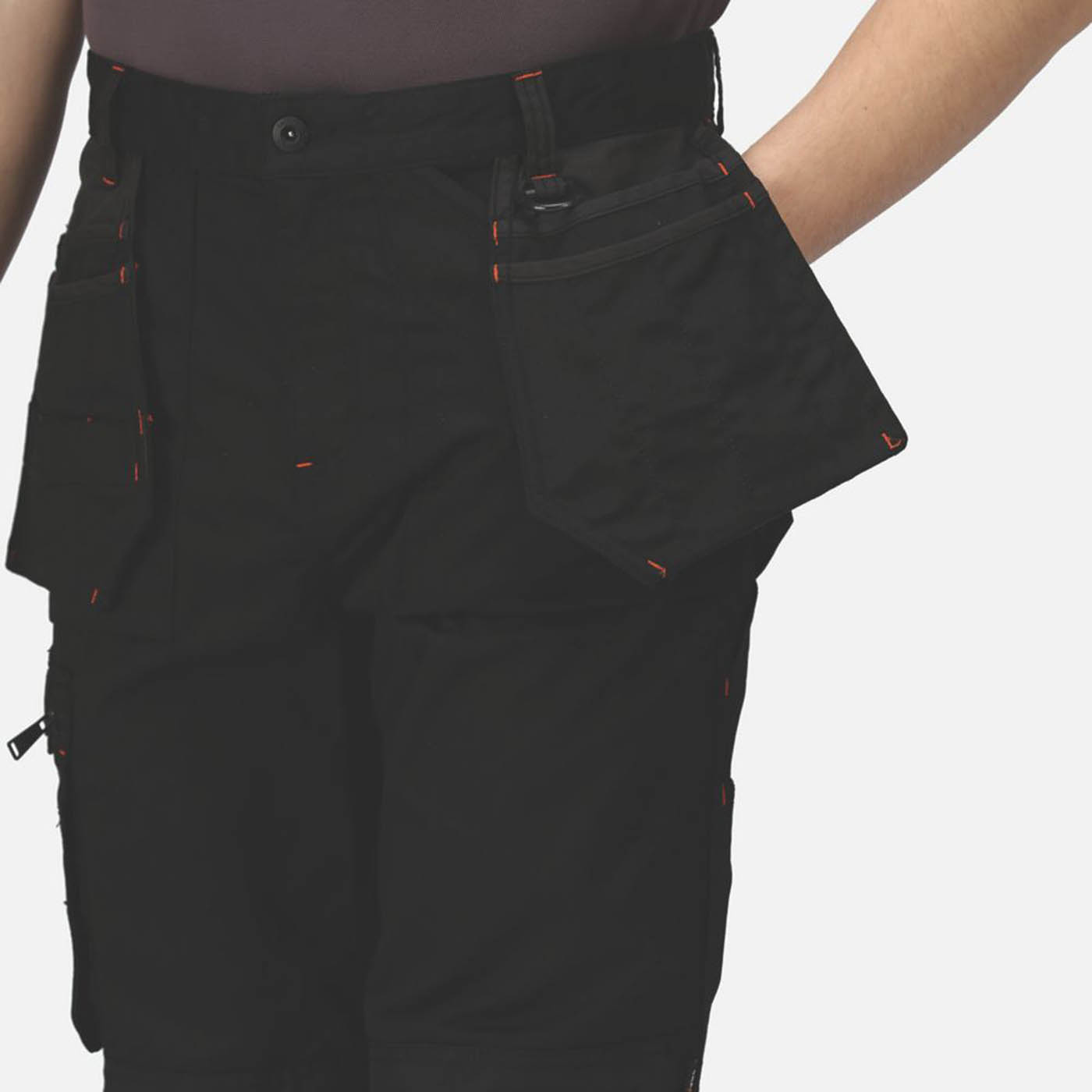 Regatta Work Trousers Mens Classic Fit Black Multi Pockets Cargo 32W 31L - Image 6
