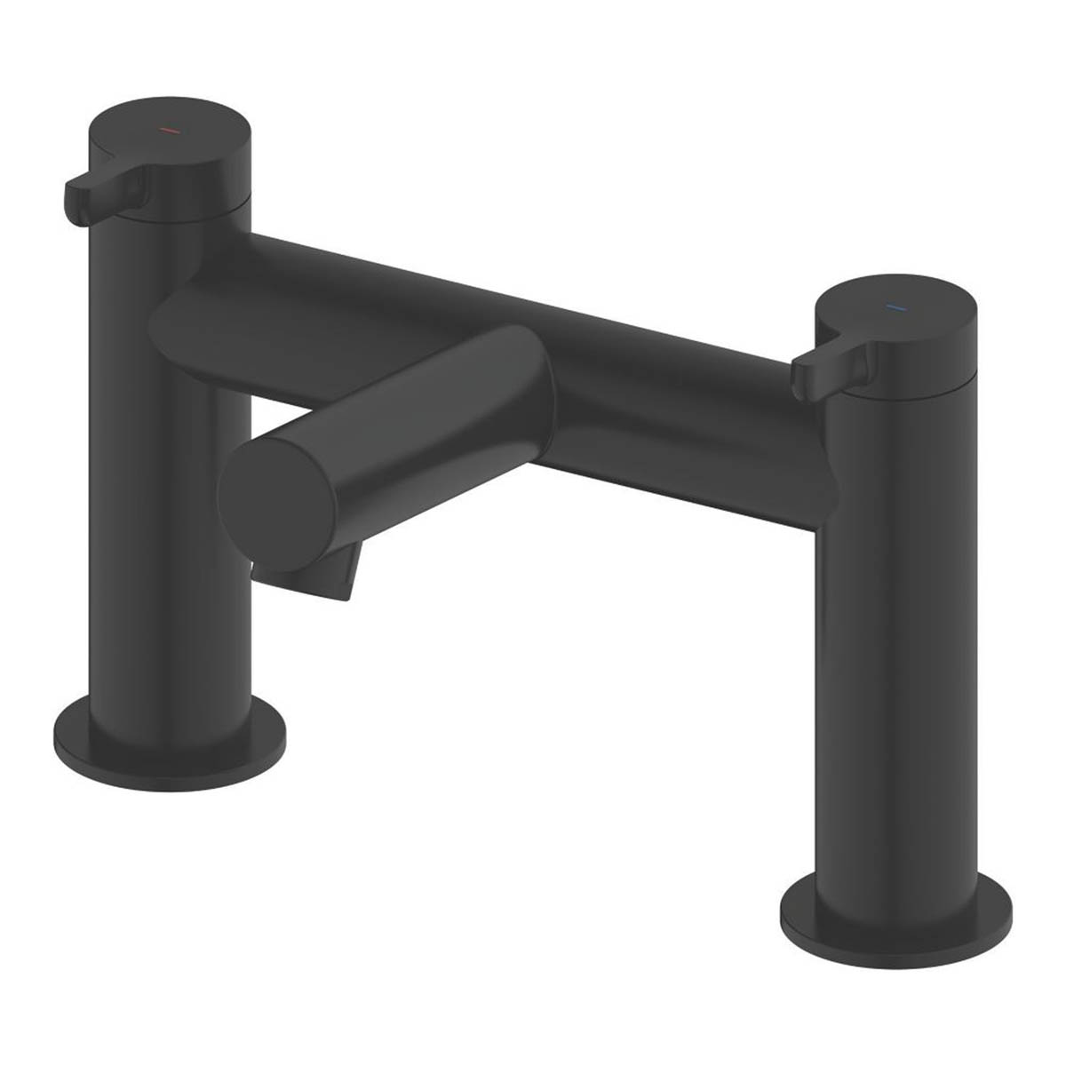 Swirl Bath Filler Mixer Tap Dual Lever Black Brass Deck Mounted Modern 192mm - Image 1