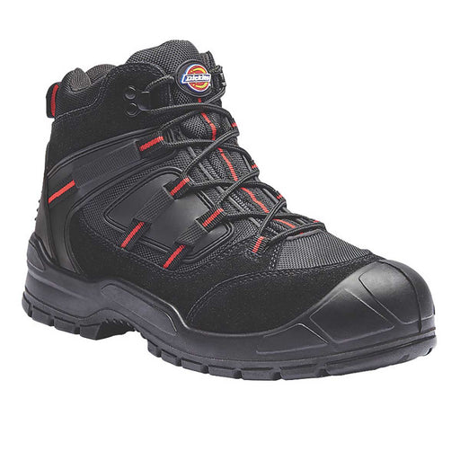 Dickies Safety Boots Mens Standard Fit Black Red Leather Steel Toe Size 11 - Image 1