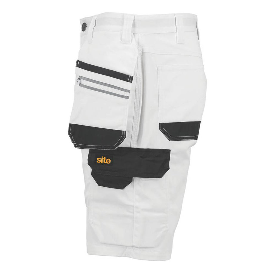 Site Mens Work Shorts Cargo White Stretch Multi Pockets Hammer Strap 30" W - Image 5
