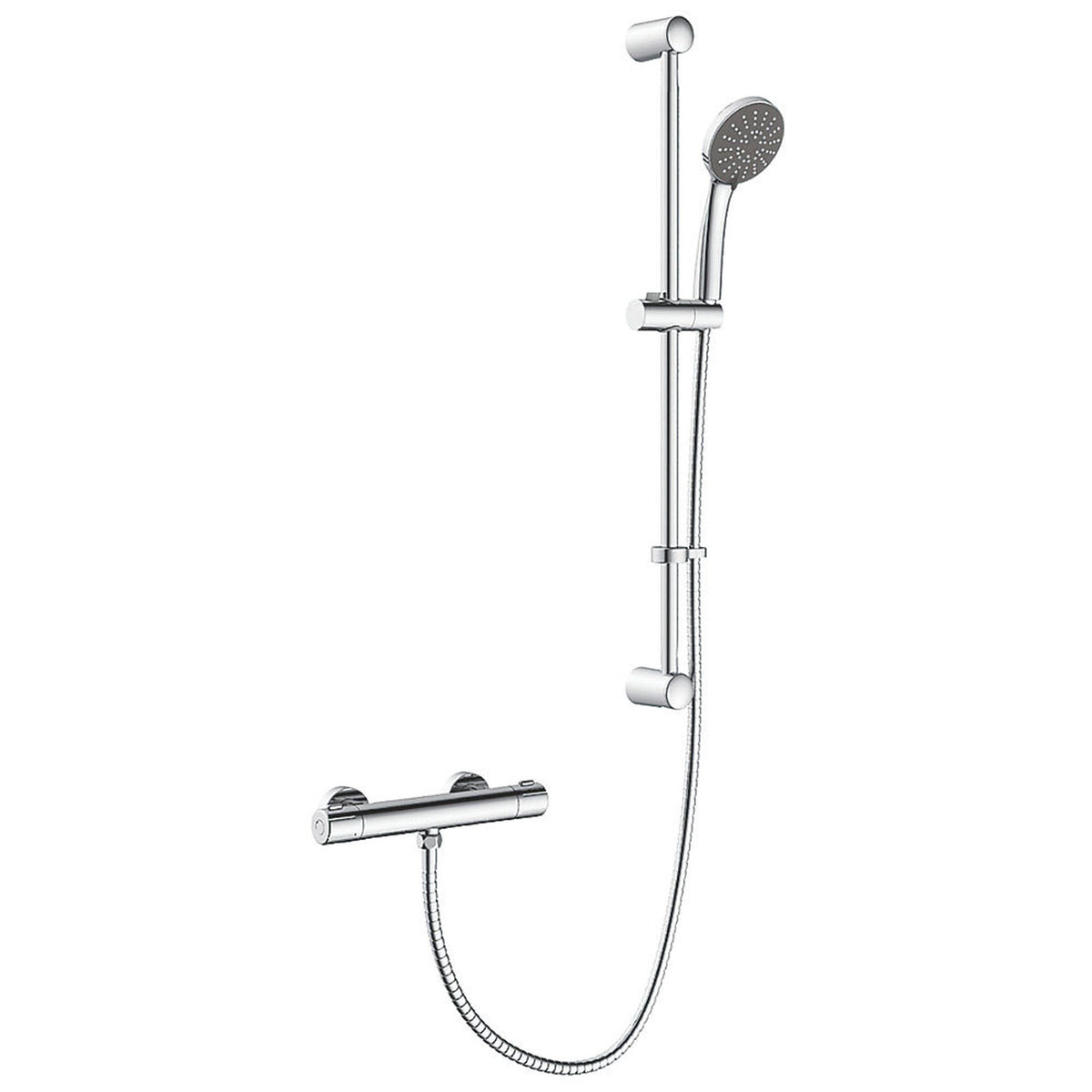 Swirl Mixer Shower Thermostatic Chrome Exposed 3 Spray Pattern Round Head Slim - Image 2