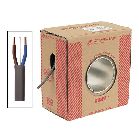 Prysmian Cable 6242Y Twin And Earth 13.1mm Grey 6mm² Flat Indoor Drum 50m - Image 1