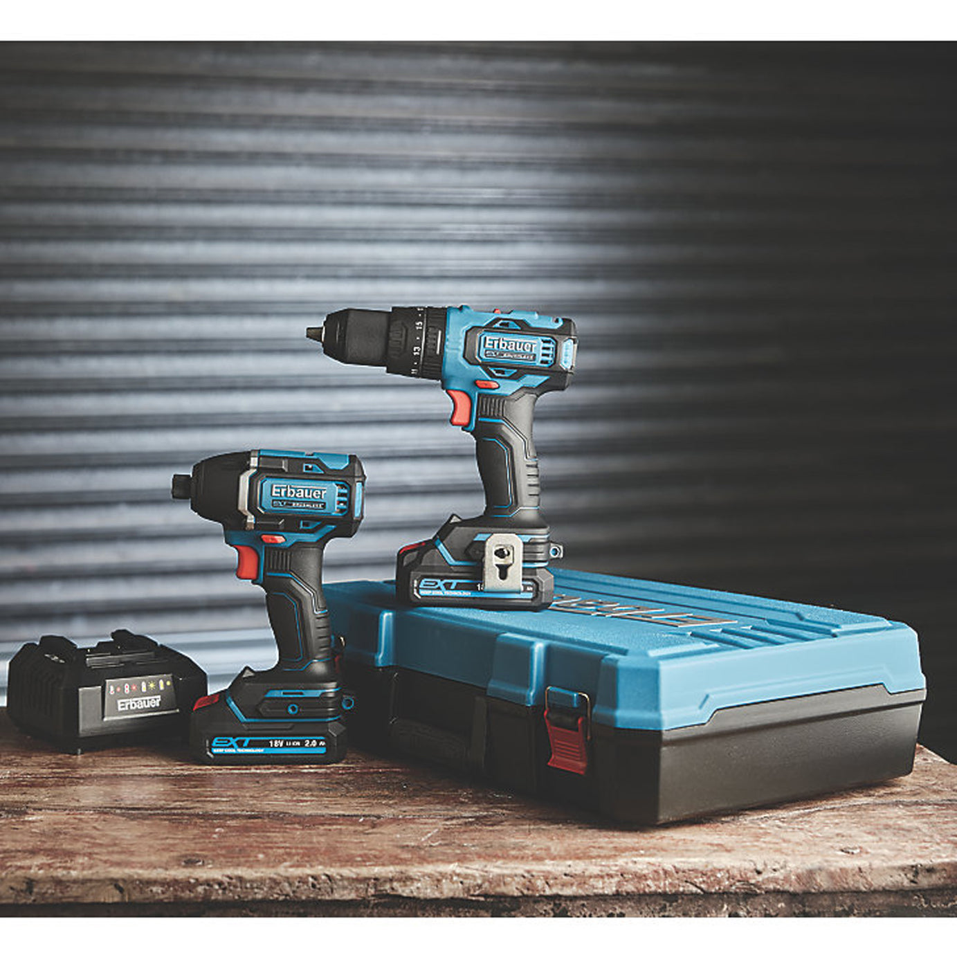 Erbauer Twin Pack Combi Drill Impact Driver Cordless EID18-Li/ECD18-Li-2 2x2.0Ah - Image 2