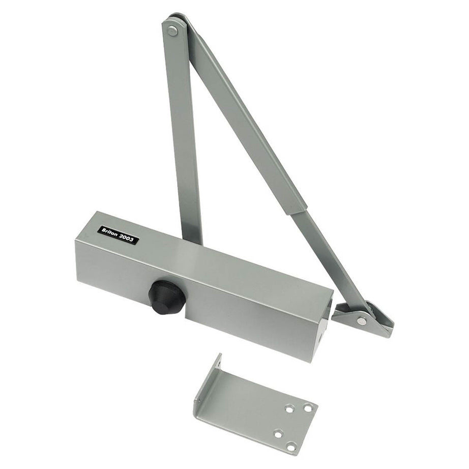 Briton Overhead Door Closer Silver 2003.SES Fixed Fire Rated Medium Duty Size 3 - Image 2