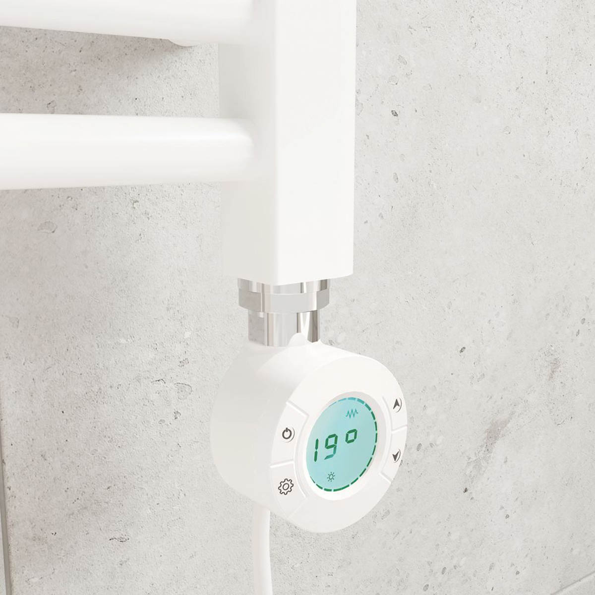 Flomasta Flat Towel Radiator Electric White Programmable 1600mm x 400mm 1364BTU - Image 3