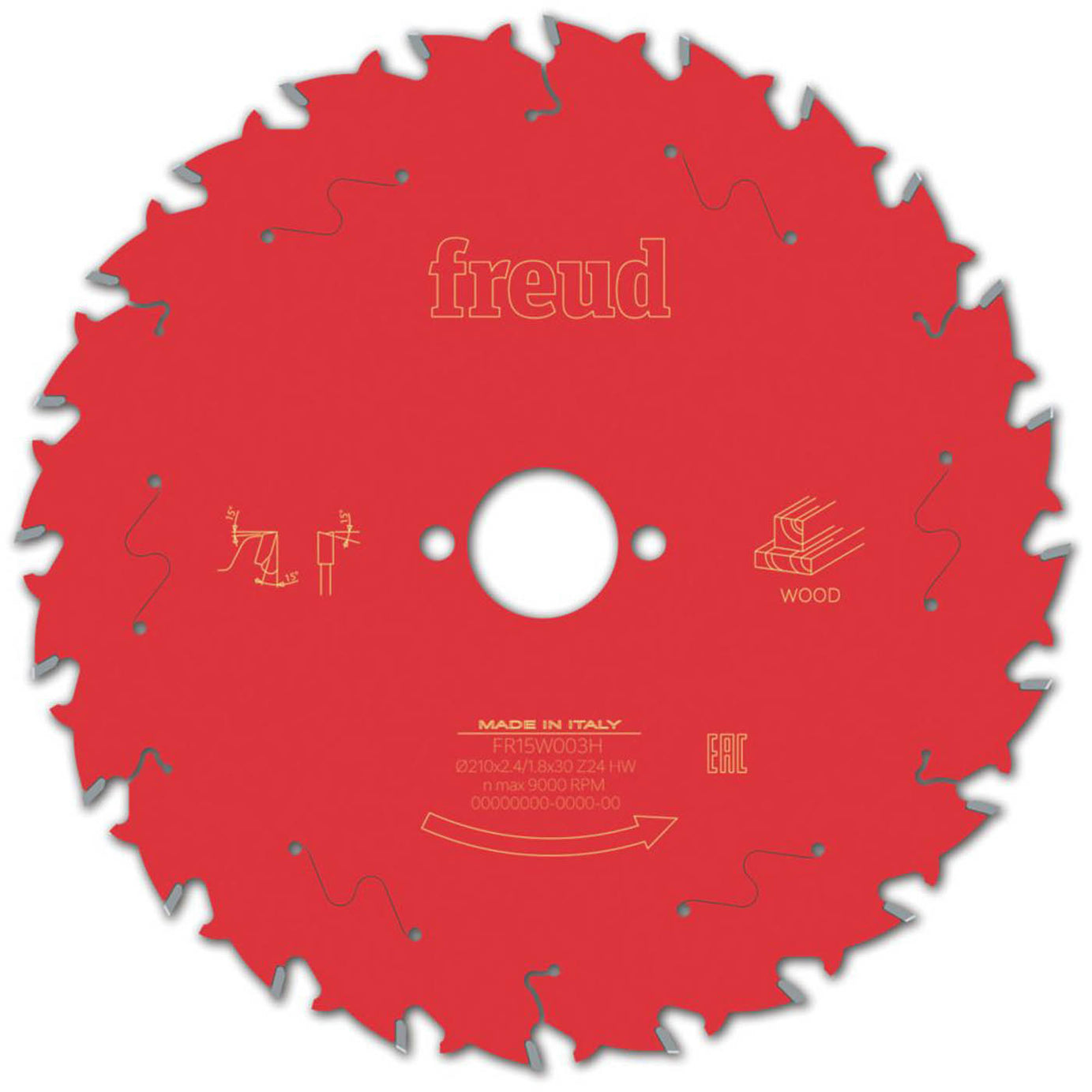 Freud Circular Saw Blade 210x30mm 24T Hardwood Softwood Chipboard MDF Plywood - Image 1