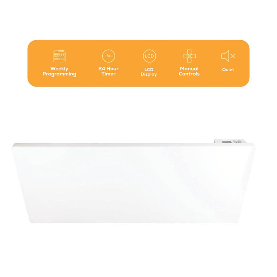 TCP  2000W Electric Wall-Mounted Convection Panel Heater White - Image 2