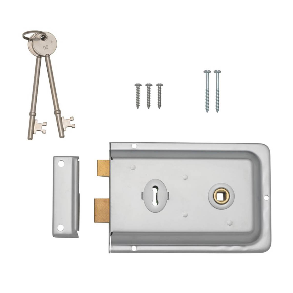 Smith & Locke Rim Lock Satin Nickel Night Latch 2 Keys Traditional 154mm x 107mm - Image 2