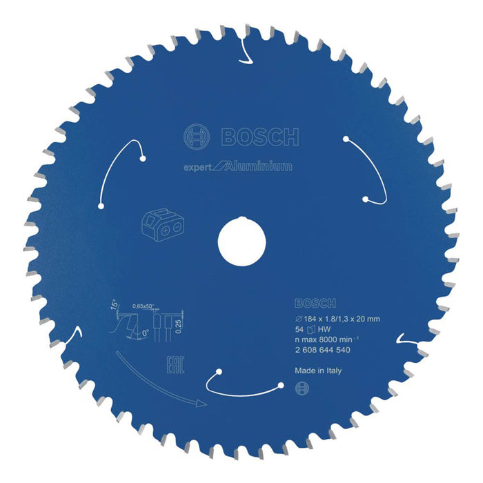 Bosch Circular Saw Blade Expert Aluminium Plastic Wood Extra Fine Cut 184x20mm - Image 1