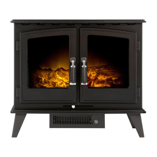 Electric Fire Stove Fireplace Wood Flame Effect Black Heater Freestanding 1.8kW - Image 1